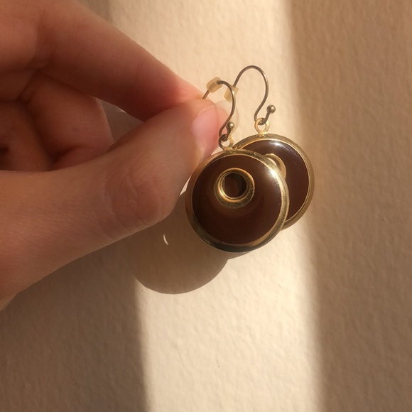 Brown Enamel Earrings - Picture 1 of 2